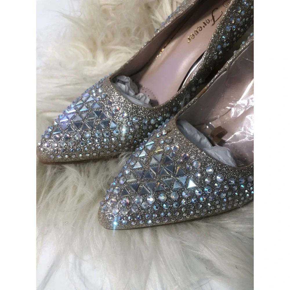 Forever-Women‎ Event 94 Champagne Glitter Stilettoes  PUMP BRAND NEW SIZE 7.5 - Picture 6 of 13